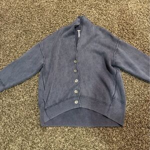 Button-Front Charcoal Gray Knit Cardigan